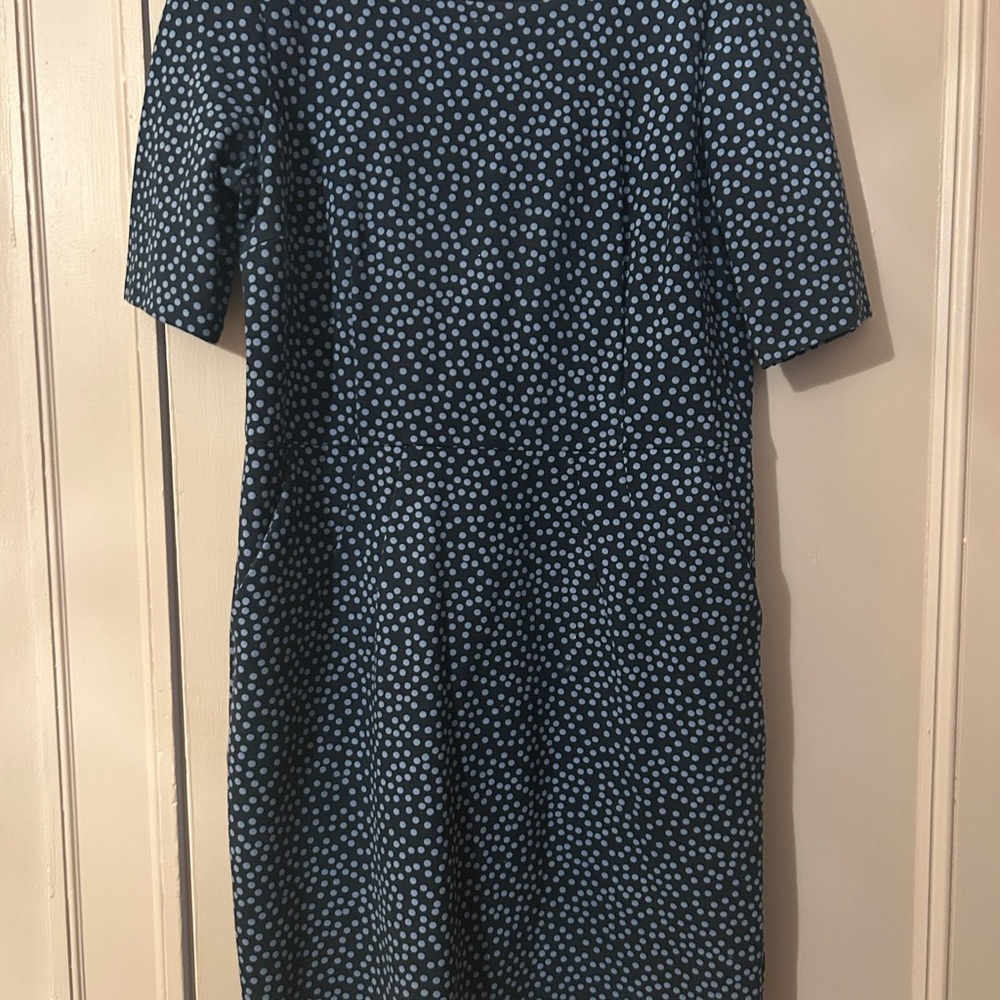 Lands' End Navy Polka Dot Mini Dress